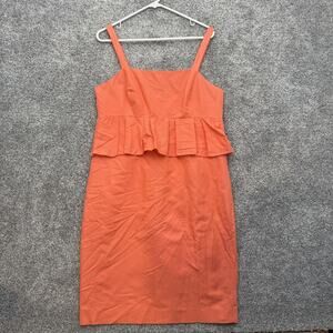 J Crew Dress Womens Size 12 Orange Peplum Sleeveless Sheath Cotton Silk Blend